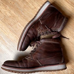 Clarks Men’s Varby Top Brown Leather Boots Size 10.5